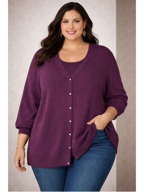 Avenue Purple Cardigan Sweater Women’s Plus Size 26W